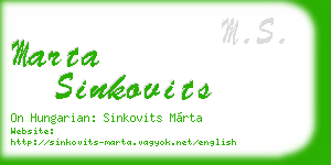 marta sinkovits business card